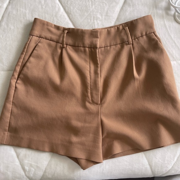 Mango Pants - Mango High Waist Tan Women's Shorts